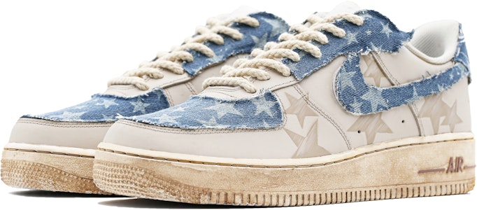 【客製化球鞋】Nike Air Force 1 低筒 空軍一號 牛仔情人 貼皮改造 復古 做舊 低幫 板鞋 男款 藍棕 Lookbook 【客製化球鞋】Nike Air Force 1 低筒 空軍一號 牛仔情人 貼皮改造 復古 做舊 低幫 板鞋 男款 藍棕