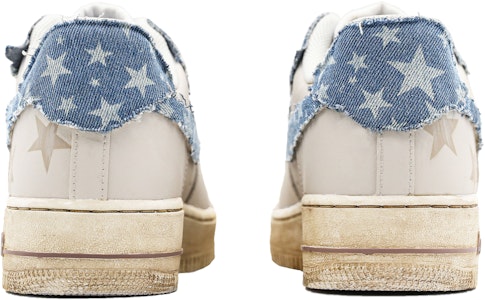 【客製化球鞋】Nike Air Force 1 低筒 空軍一號 牛仔情人 貼皮改造 復古 做舊 低幫 板鞋 男款 藍棕 Shop 【客製化球鞋】Nike Air Force 1 低筒 空軍一號 牛仔情人 貼皮改造 復古 做舊 低幫 板鞋 男款 藍棕