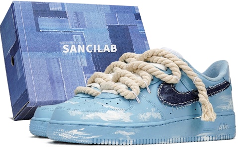 【定製球鞋】 Nike Air Force 1 Low 牛仔系列 丹寧水洗做舊 藍天白雲 低幫 板鞋 男款 藍色 Buy 【定製球鞋】 Nike Air Force 1 Low 牛仔系列 丹寧水洗做舊 藍天白雲 低幫 板鞋 男款 藍色