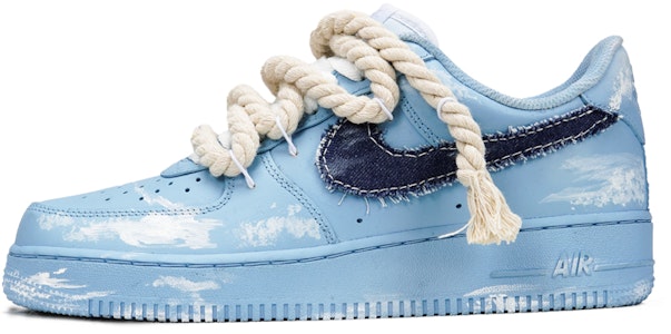 【定製球鞋】 Nike Air Force 1 Low 牛仔系列 丹寧水洗做舊 藍天白雲 低幫 板鞋 男款 藍色 Order 【定製球鞋】 Nike Air Force 1 Low 牛仔系列 丹寧水洗做舊 藍天白雲 低幫 板鞋 男款 藍色