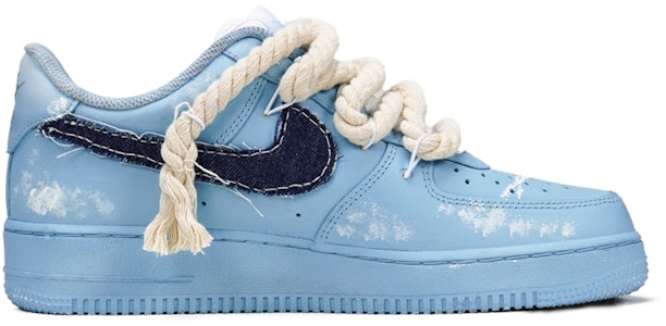 【定製球鞋】 Nike Air Force 1 Low 牛仔系列 丹寧水洗做舊 藍天白雲 低幫 板鞋 男款 藍色 Lookbook 【定製球鞋】 Nike Air Force 1 Low 牛仔系列 丹寧水洗做舊 藍天白雲 低幫 板鞋 男款 藍色
