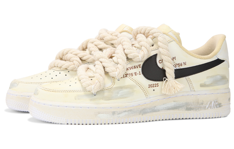 Lookbook 【客製鞋款】 Nike Air Force 1 Low 麻繩綁帶 氧化做舊 浸染 沙漠 高街 低筒 板鞋 男款 米黃
