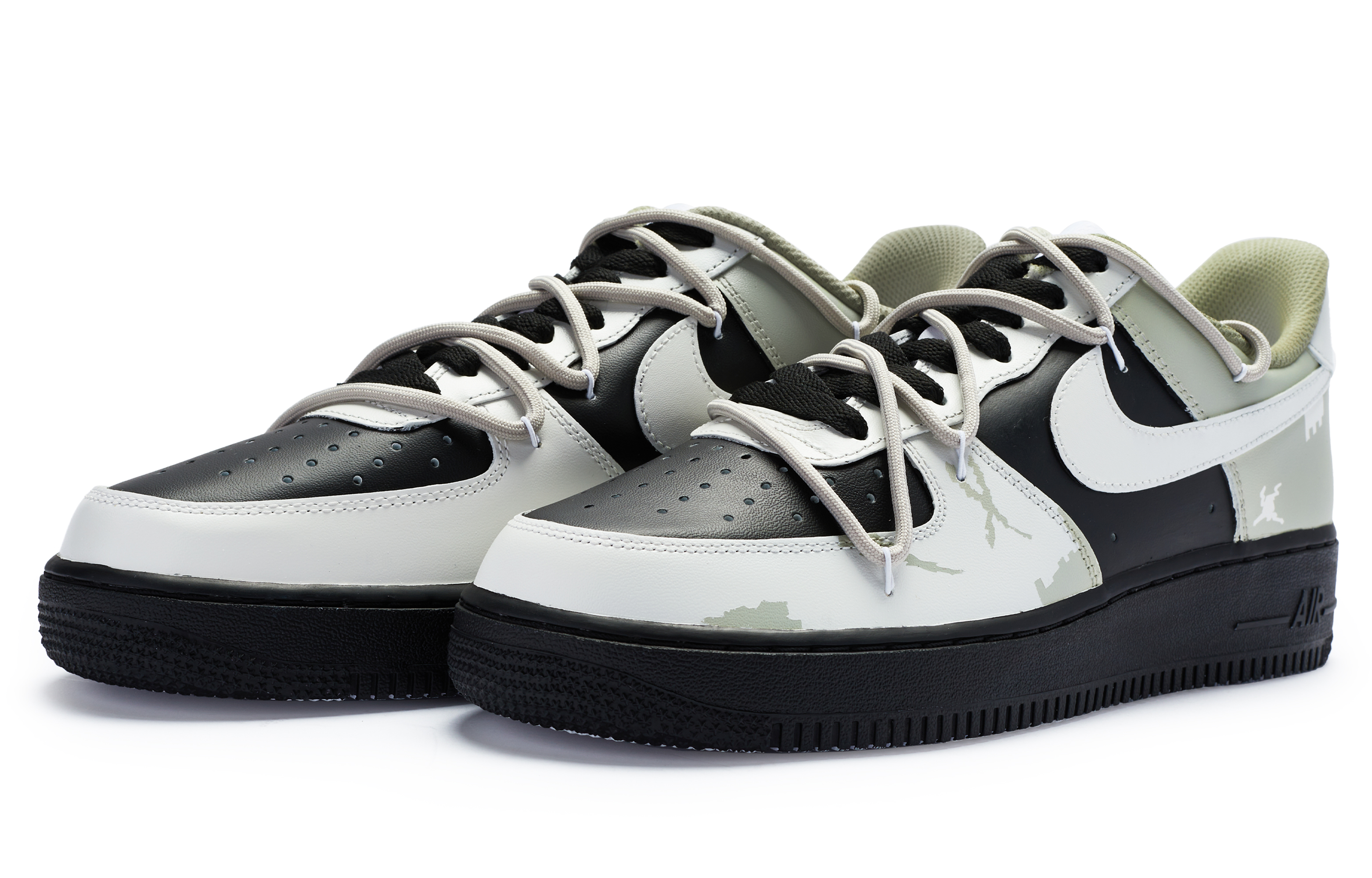 Lookbook [定制鞋] 耐克空军1低帮 '数字迷彩黑绿灰' CW2288-111(TeamR-男款数码军事迷彩黑绿灰)