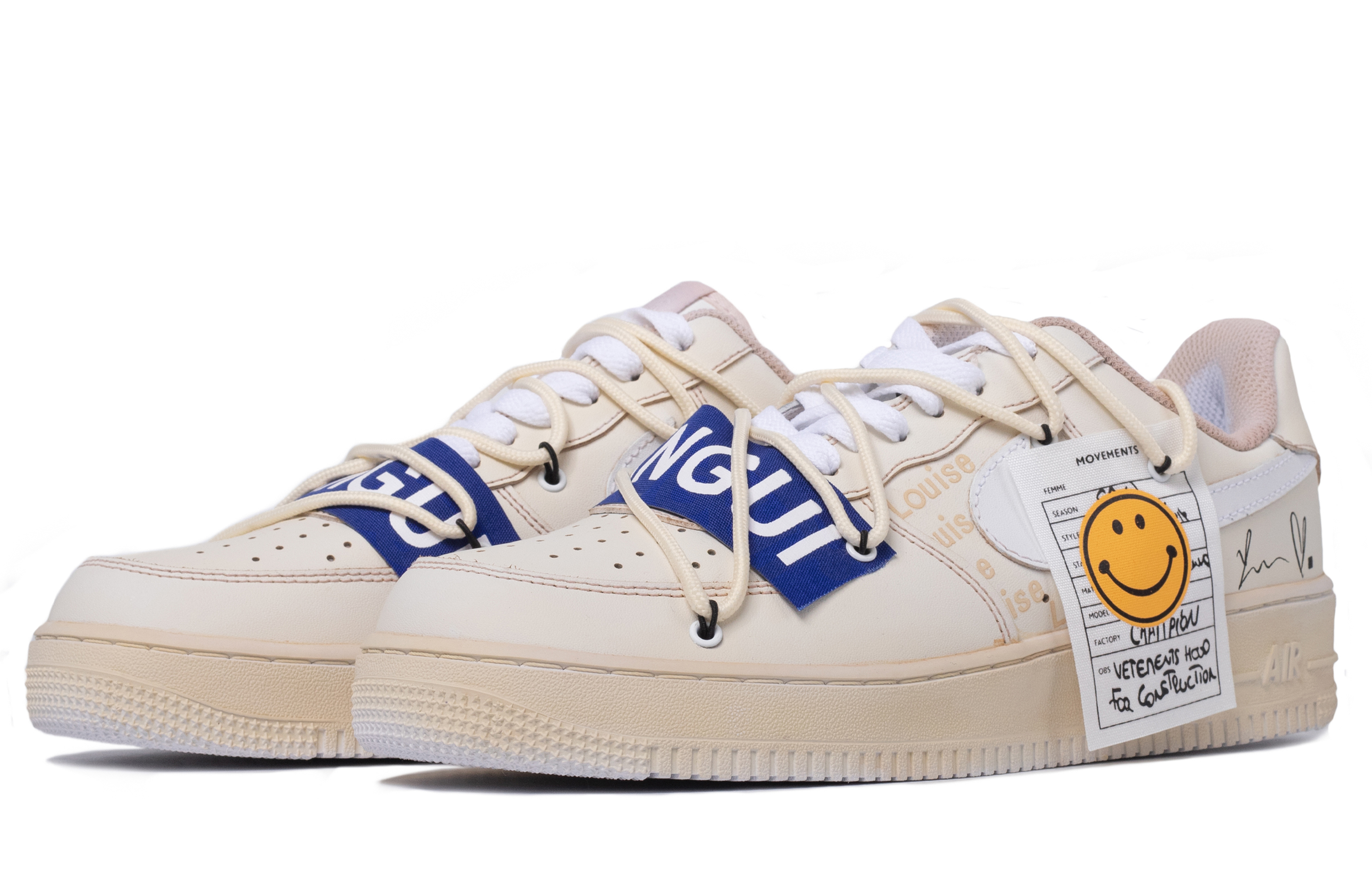 Lookbook 【定制球鞋】 Nike Air Force 1 Low '07 浸染往事 復古 解構 轉印 情侶 低幫 板鞋 男款 荔肉白