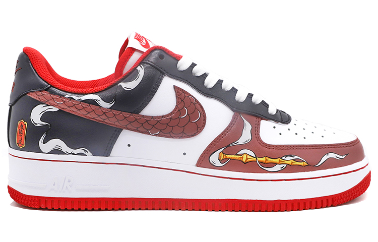 Order 【定制鞋款】耐克空军1号低帮“门神中国风红黑” CV1724-100(TeamM-中国风男款门神黑红白)