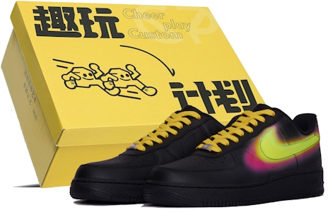 【定製球鞋】Nike Air Force 1 Low 空軍一號 迷幻光芒 螢光漸變 多巴胺 禮盒 低幫 板鞋 男款 黃黑 Buy 【定製球鞋】Nike Air Force 1 Low 空軍一號 迷幻光芒 螢光漸變 多巴胺 禮盒 低幫 板鞋 男款 黃黑