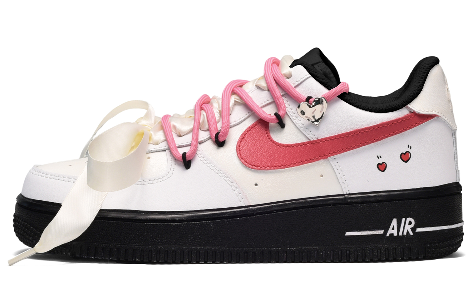 [Custom Shoes] Nike Air Force 1 Low 'Dopamine Summer Graffiti Metallic Hearts Black White Pink'