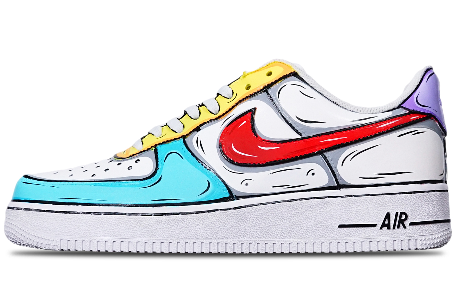 Buy [Sepatu Kustom] Nike Air Force 1 Low 'Doraemon Biru-Kuning-Ungu' CW2288-111(TeamT-二次元蓝黄紫S-BOX)
