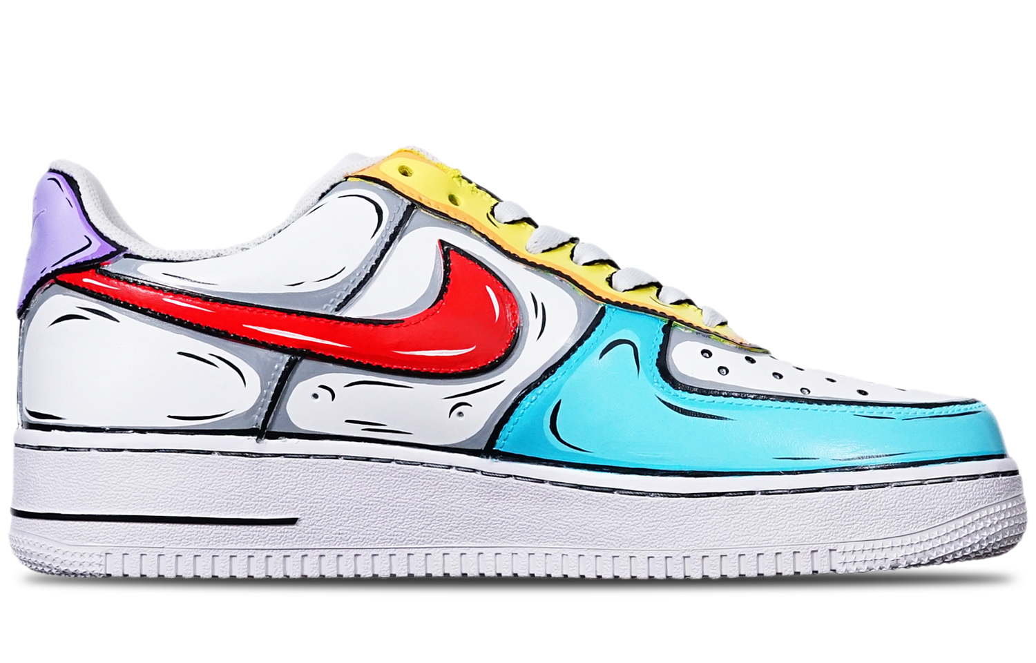 Order [Sepatu Kustom] Nike Air Force 1 Low 'Doraemon Biru-Kuning-Ungu' CW2288-111(TeamT-二次元蓝黄紫S-BOX)
