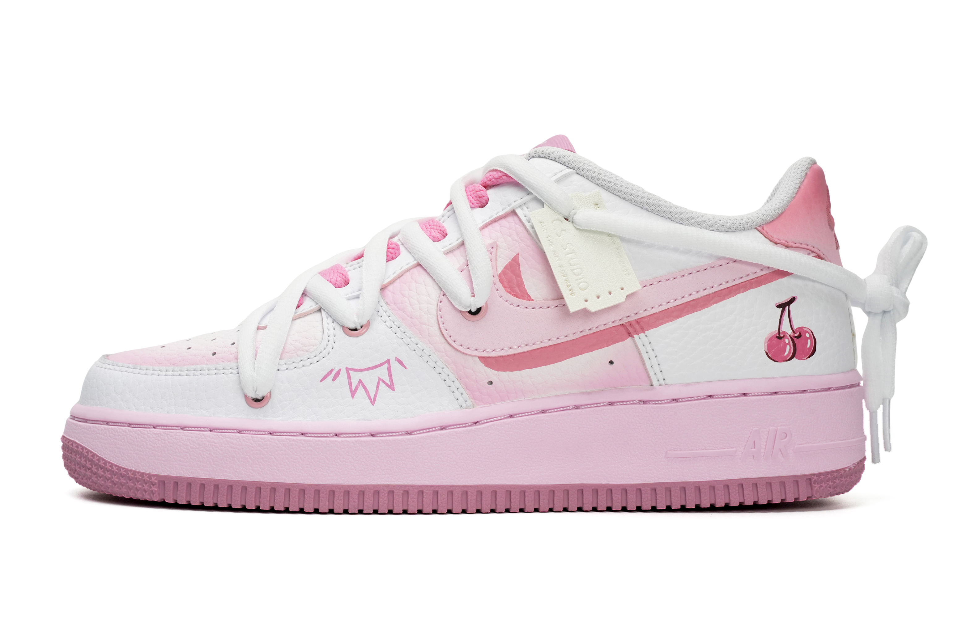 Buy [Kasut Custom] Nike Air Force 1 Low 'Double Swoosh Cherry Blossom' CT3839-107(Team11-双勾樱桃女粉S-BOX)
