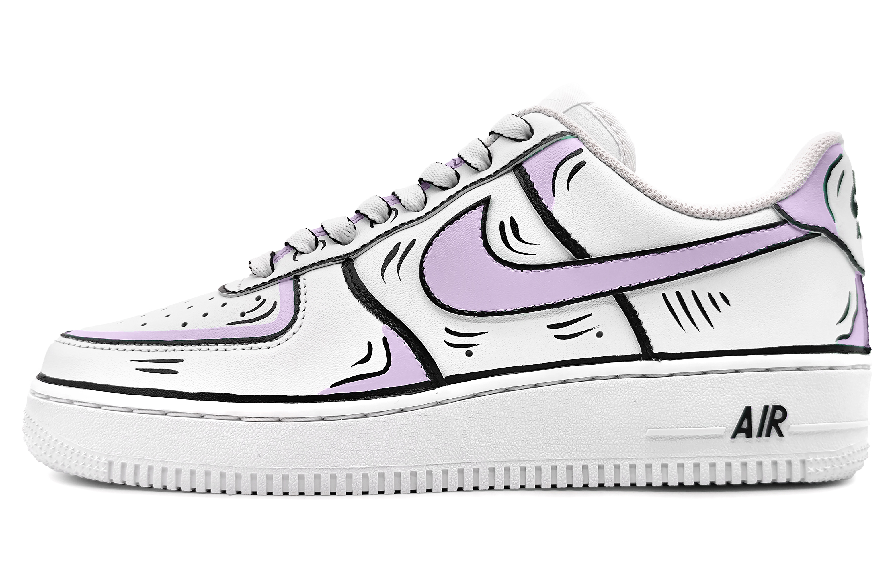 Buy 【專屬訂製球鞋】 Nike Air Force 1 Low 07 動感二次元 手繪結構線 墨線 低筒 板鞋 男款 紫白黑