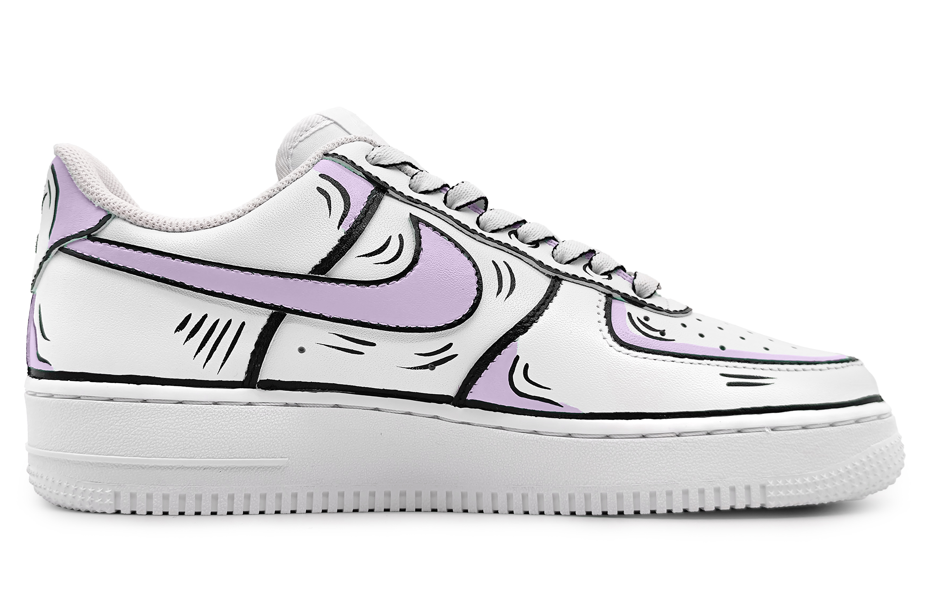 Order 【專屬訂製球鞋】 Nike Air Force 1 Low 07 動感二次元 手繪結構線 墨線 低筒 板鞋 男款 紫白黑