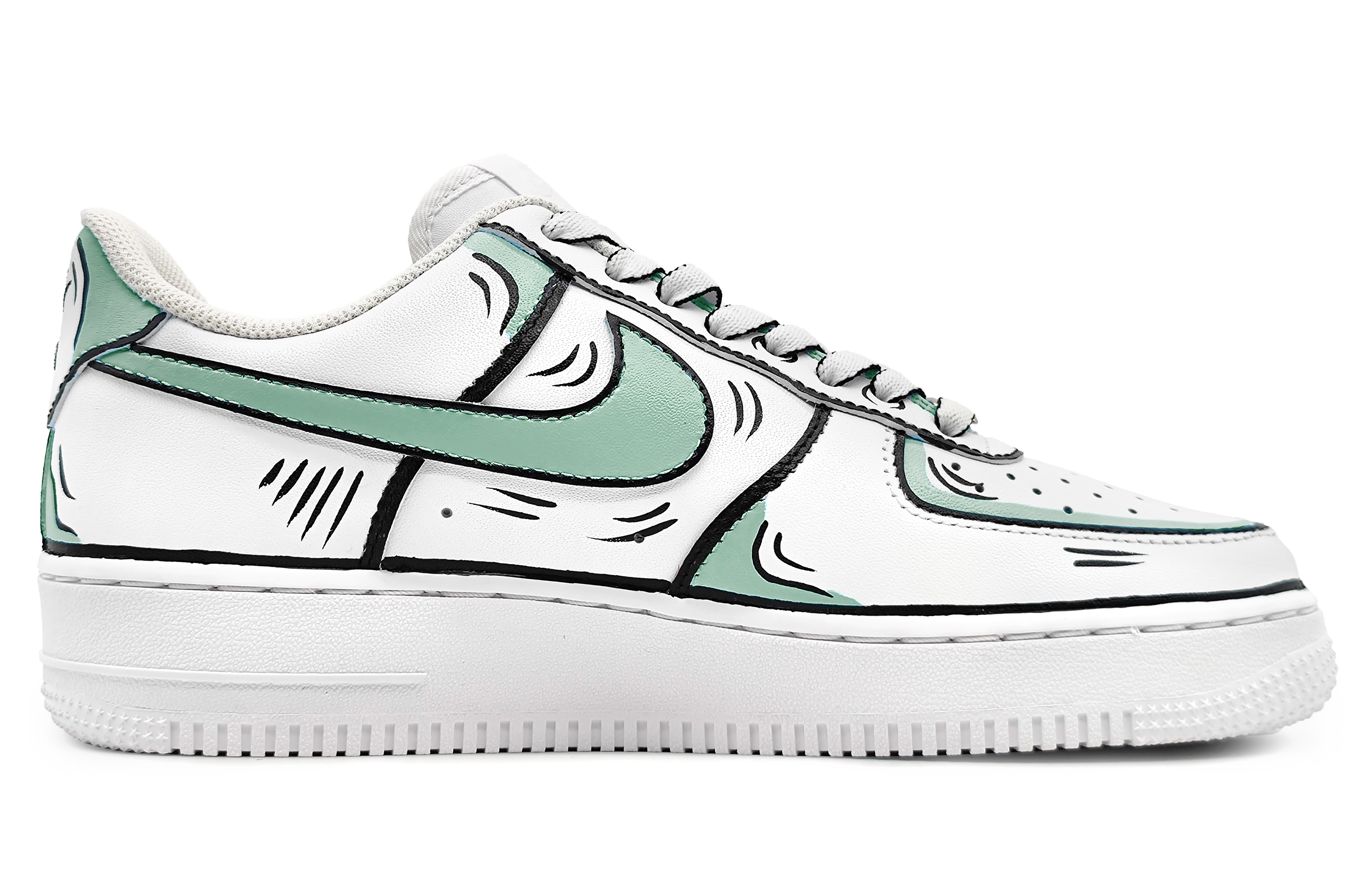 Order 【カスタムシューズ】ナイキ エアフォース1 ロー 'ダイナミック アニメ グリーン-グレー' DH2920-111(Team16-女款动感二次元绿灰)