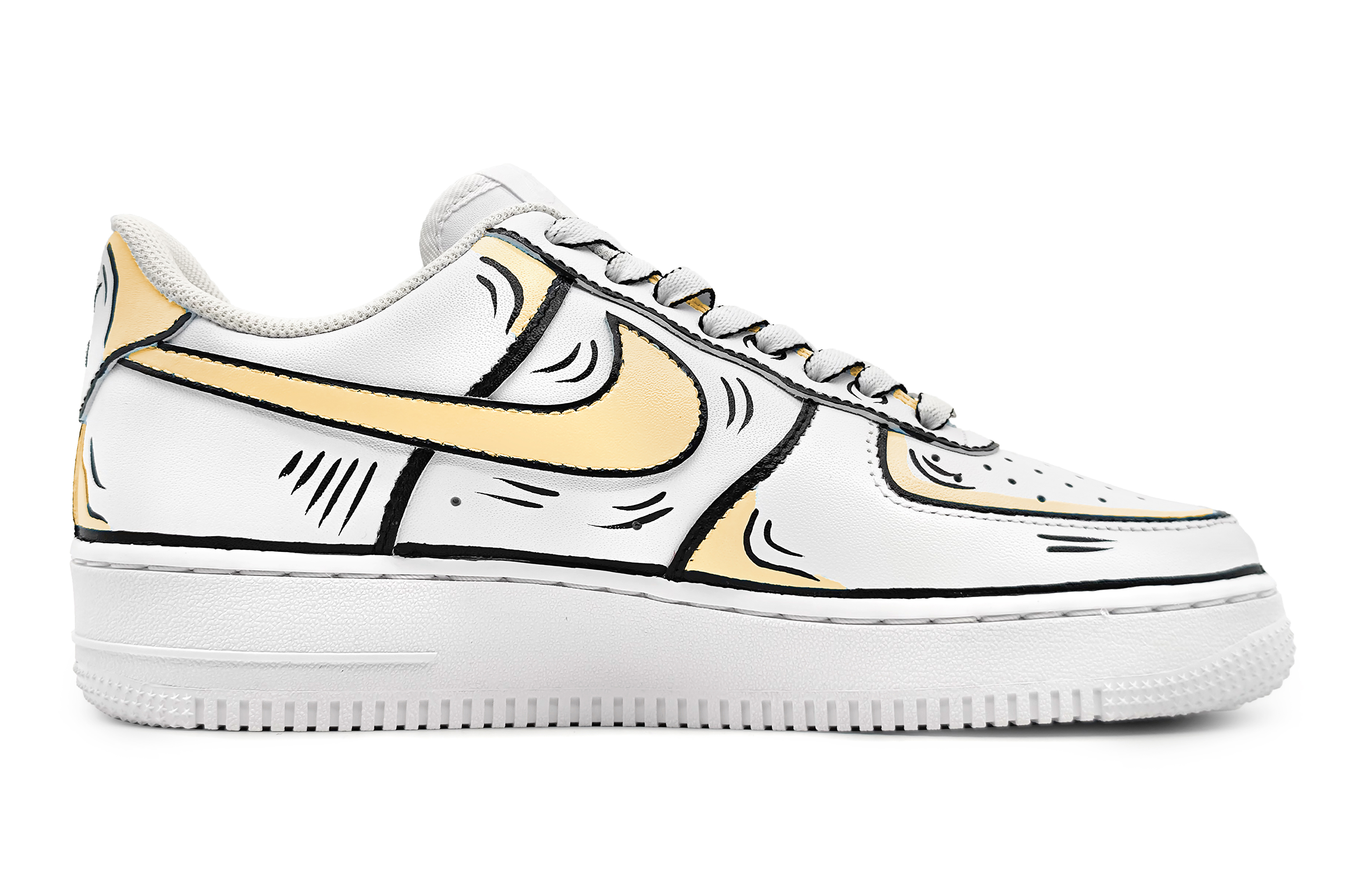 Order [Sepatu Kustom] Nike Air Force 1 Low 'Sketch Dinamis Anime Kuning Abu' DH2920-111(Team16-女款动感二次元黄灰)