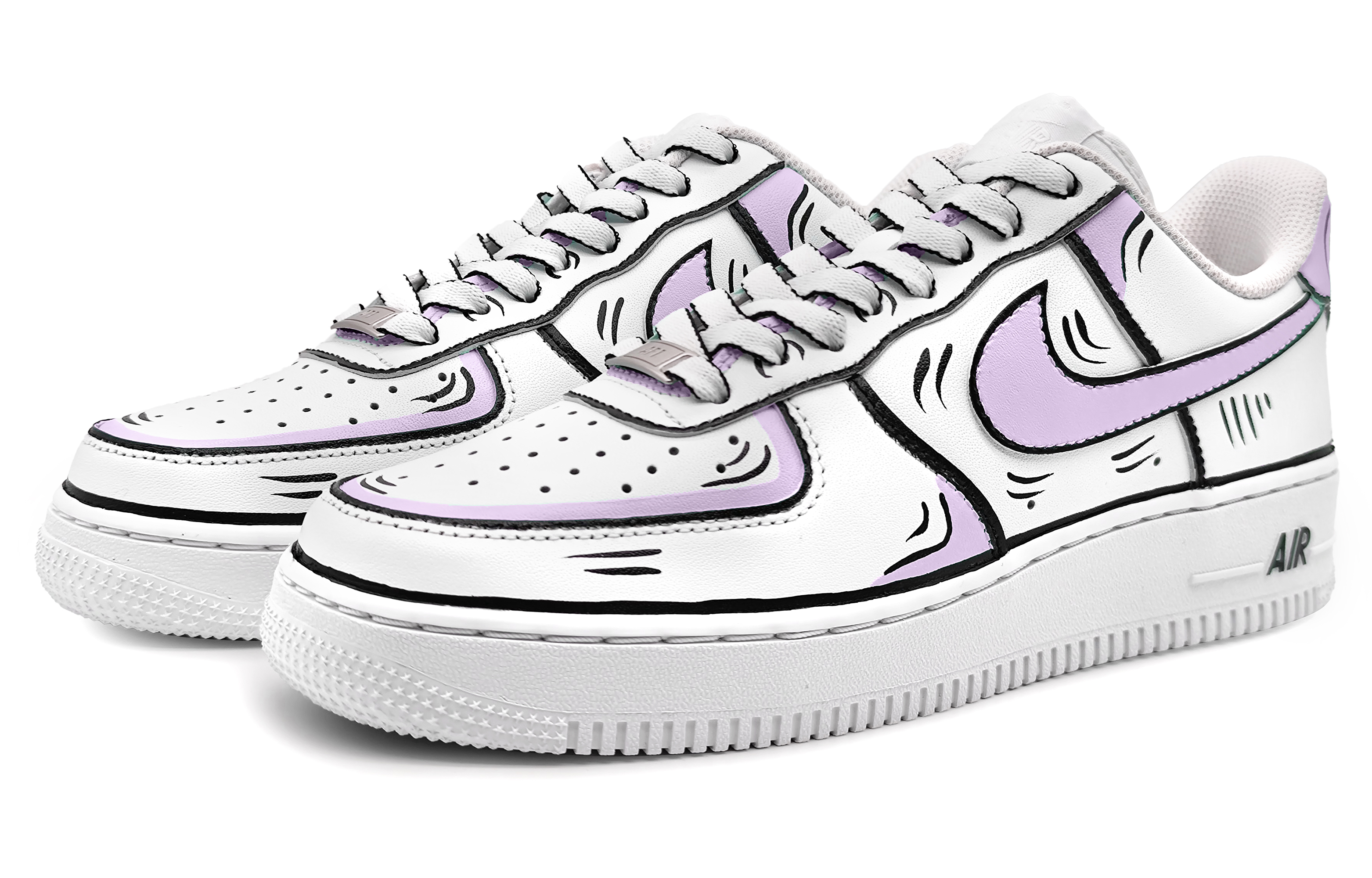 Lookbook 【專屬訂製球鞋】 Nike Air Force 1 Low 07 動感二次元 手繪結構線 墨線 低筒 板鞋 男款 紫白黑