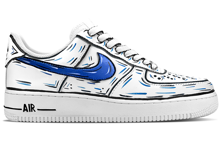 Lookbook [Zapatillas Personalizadas] Nike Air Force 1 Low 'Verano Anime Dinámico' CW2288-111(TeamY-男款夏日青春蓝黑)