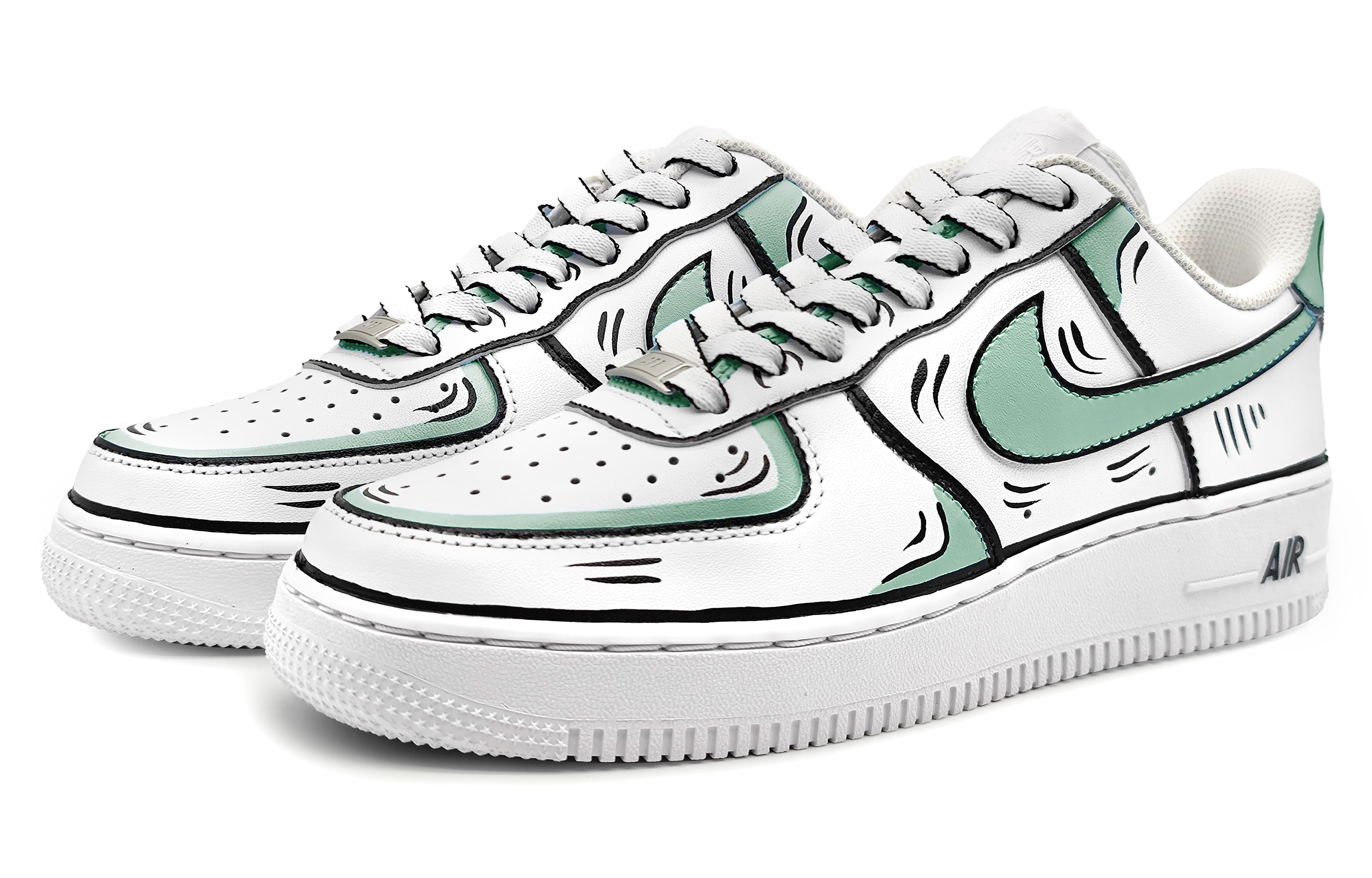 Lookbook 【カスタムシューズ】ナイキ エアフォース1 ロー 'ダイナミック アニメ グリーン-グレー' DH2920-111(Team16-女款动感二次元绿灰)
