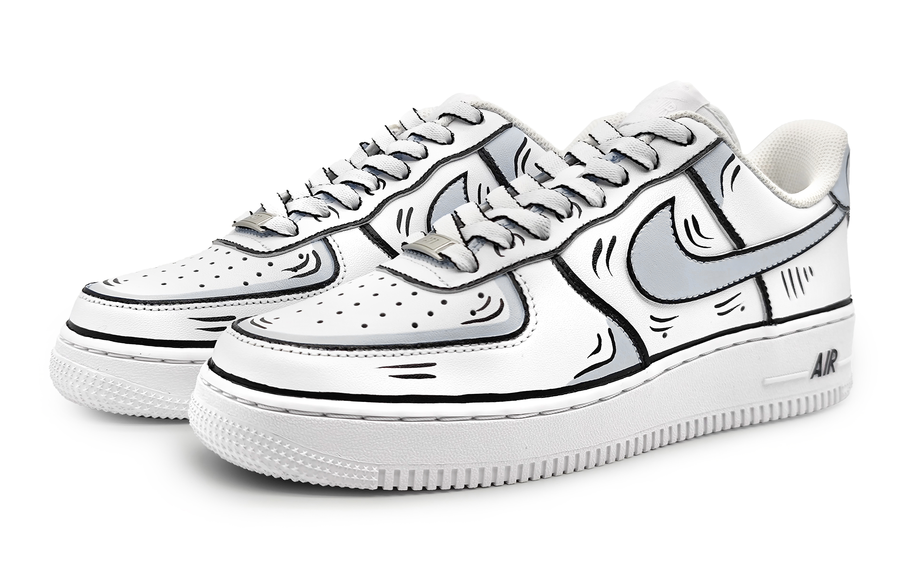 Lookbook Zapatillas Nike Air Force 1 Low 'Boceto Anime Dinámico Negro Gris' DH2920-111(Team16-女款动感二次元黑灰)