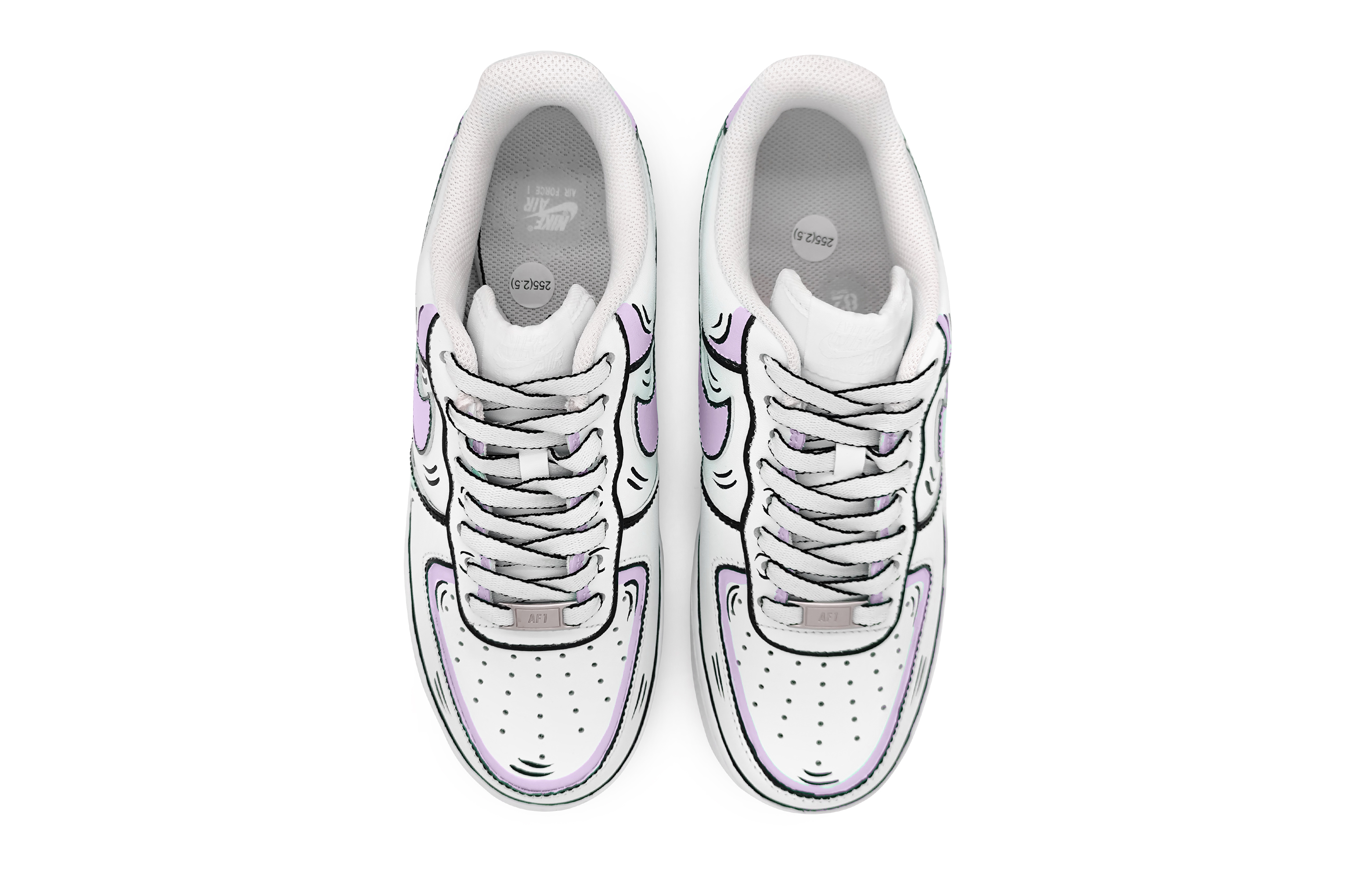 Shop 【專屬訂製球鞋】 Nike Air Force 1 Low 07 動感二次元 手繪結構線 墨線 低筒 板鞋 男款 紫白黑