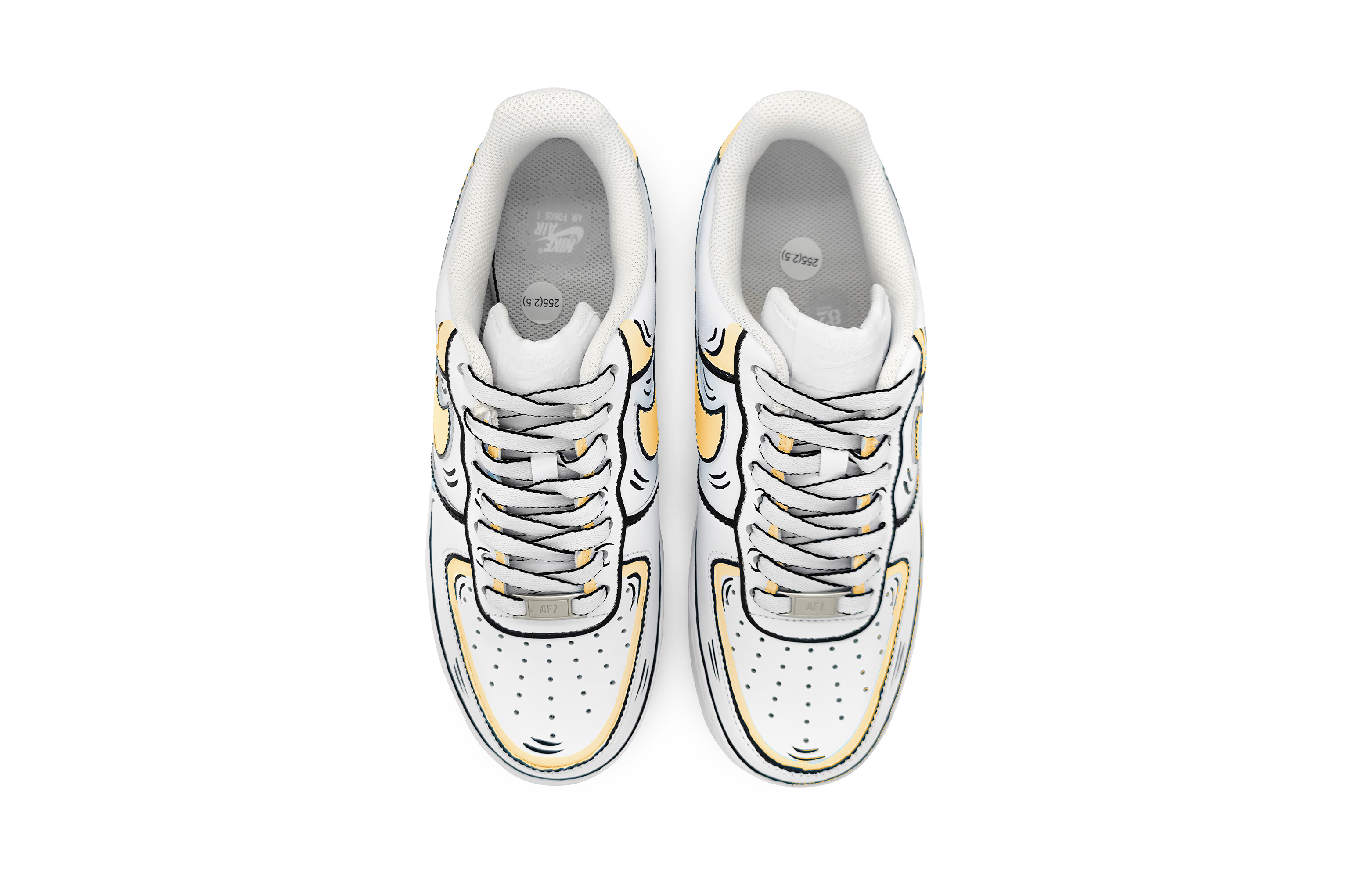 Shop [Sepatu Kustom] Nike Air Force 1 Low 'Sketch Dinamis Anime Kuning Abu' DH2920-111(Team16-女款动感二次元黄灰)