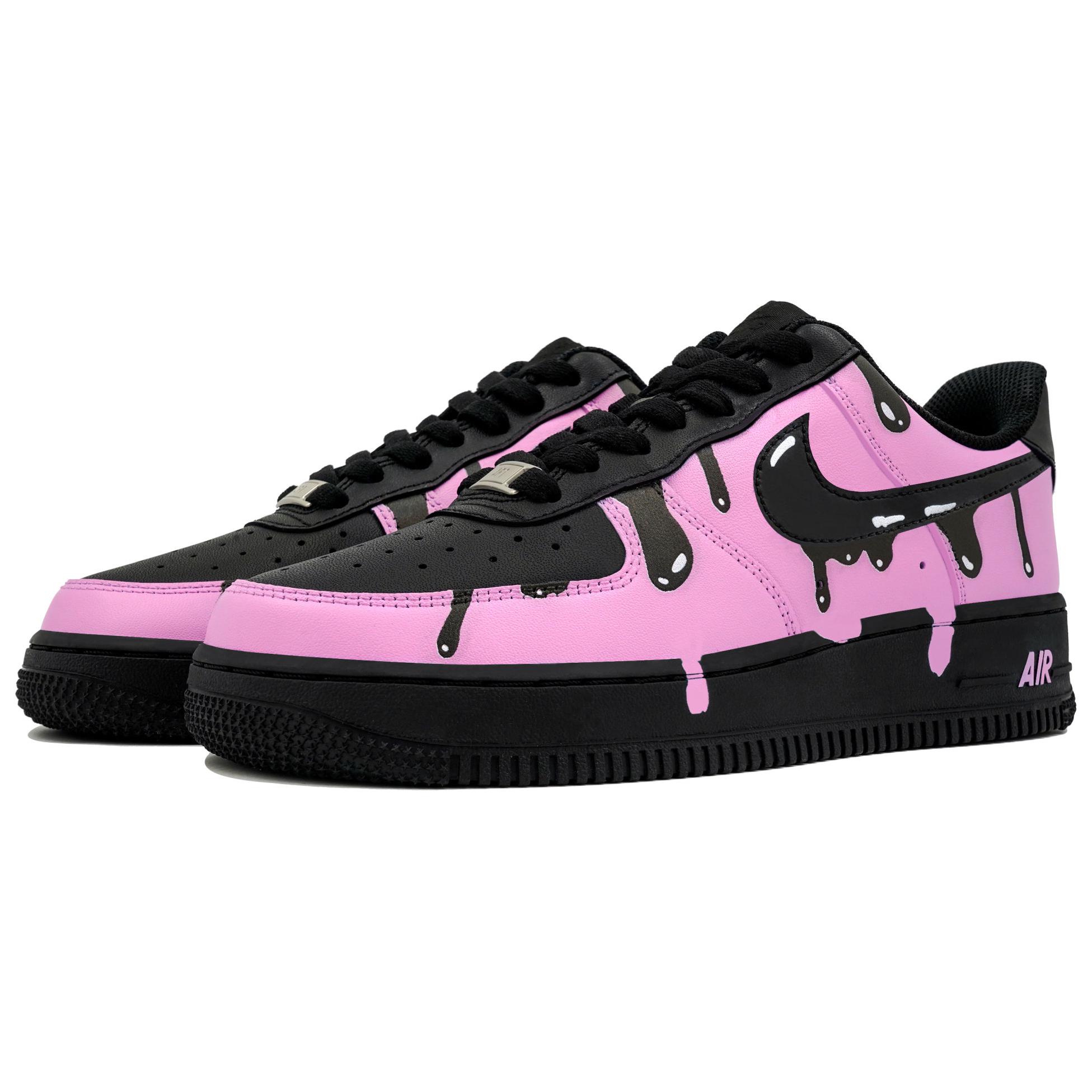 Shop [Kasut Kustom] Nike Air Force 1 Low 'Pink Elektrik dan Percikan Dakwat' CW2288-001(Team113-溶墨电光粉)