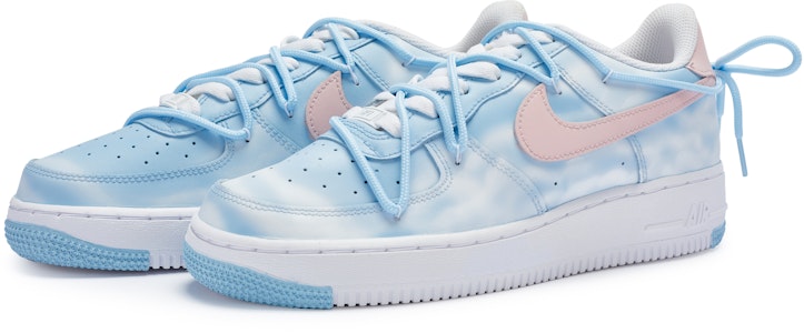 【訂製球鞋】Nike Air Force 1 Low 811製造 晚晴 清新學院風 暈染 解構 防滑耐磨 低筒 板鞋 GS 藍白粉 Shop 【訂製球鞋】Nike Air Force 1 Low 811製造 晚晴 清新學院風 暈染 解構 防滑耐磨 低筒 板鞋 GS 藍白粉