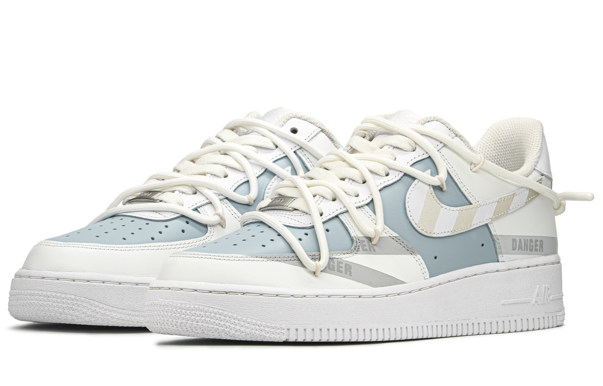 Lookbook 【定製球鞋】Nike Air Force 1 Low FZBB 減齡主題 警戒線 百搭 防滑減震耐磨 低筒 板鞋 男款 藍白灰