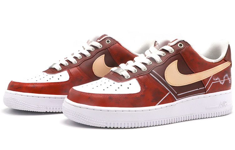 Lookbook 나이키 에어포스1 로우 '플래시 레드/화이트 다빈치 커스텀' 315122-111(TeamM-超级英雄男款闪电侠)