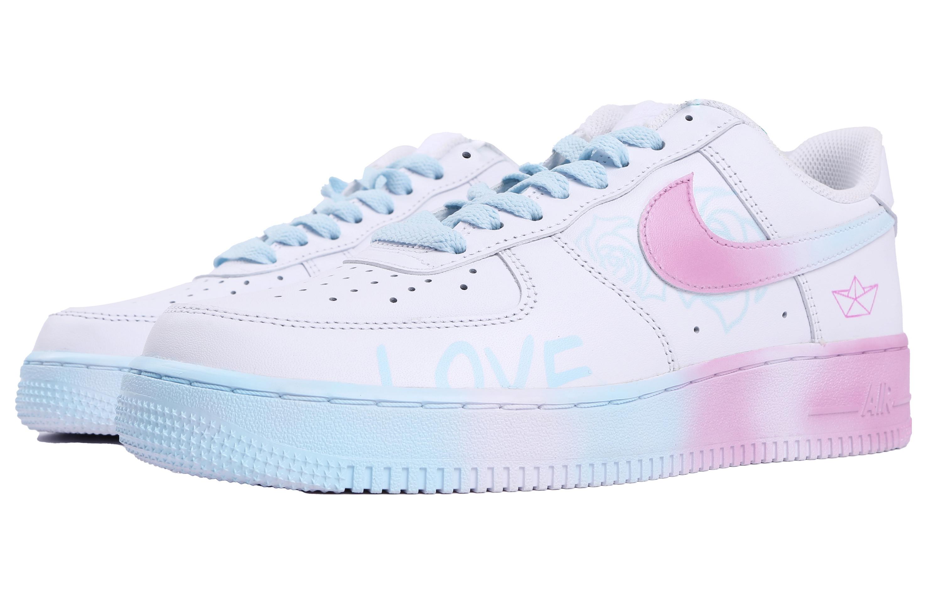 Lookbook 【客製化球鞋】Nike Air Force 1 Low 07 空軍一號 飛行日記 碰色噴繪 低筒 板鞋 男款 粉藍色