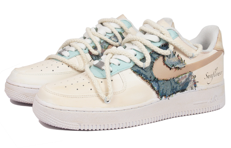 Lookbook [Kasut Custom] Nike Air Force 1 Low 'Floral Beige' CW2288-111(TeamJ-花卉贴布做旧男款)