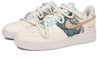 【定制球鞋】Nike Air Force 1 Low 花卉貼布 刷痕做舊 文藝 莫蘭迪色 解構 低幫 板鞋 男款 米色 Lookbook 【定制球鞋】Nike Air Force 1 Low 花卉貼布 刷痕做舊 文藝 莫蘭迪色 解構 低幫 板鞋 男款 米色