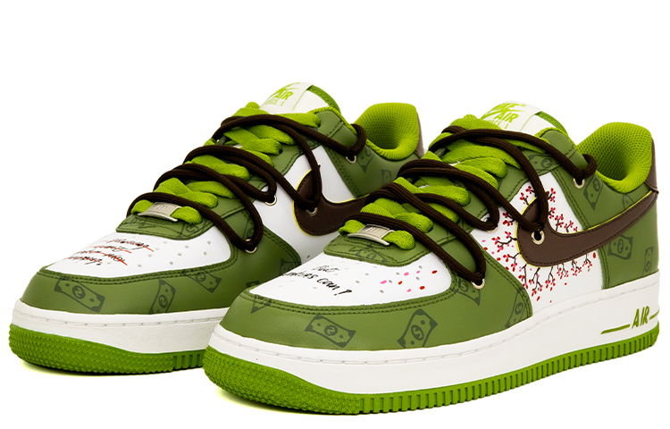 Lookbook 【定制球鞋】 Nike Air Force 1 Low 解構 美元 花卉 塗鴉 街頭 大鬧天宮 百搭 休閒 低幫 板鞋 男款 白綠