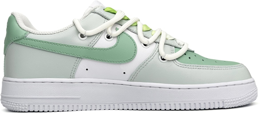 【訂製球鞋】Nike Air Force 1 Low LE 陌上花開 清新 手繪 解構鞋帶 低筒 板鞋 GS 綠白 Order 【訂製球鞋】Nike Air Force 1 Low LE 陌上花開 清新 手繪 解構鞋帶 低筒 板鞋 GS 綠白