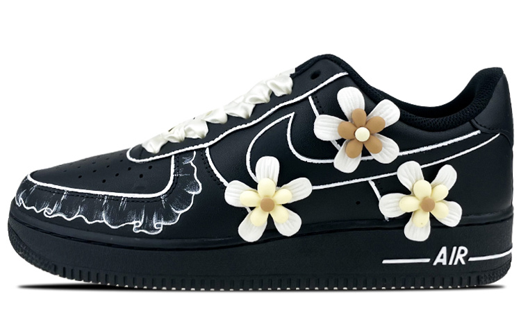 Buy [定制鞋款] 耐克 Air Force 1 低帮 '花卉蕾丝' CW2288-001(Team叁-男款立体花朵)