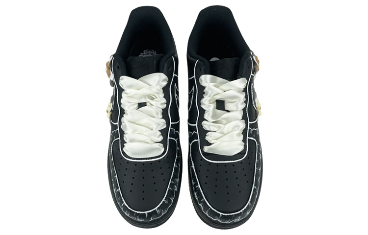 Shop [定制鞋款] 耐克 Air Force 1 低帮 '花卉蕾丝' CW2288-001(Team叁-男款立体花朵)