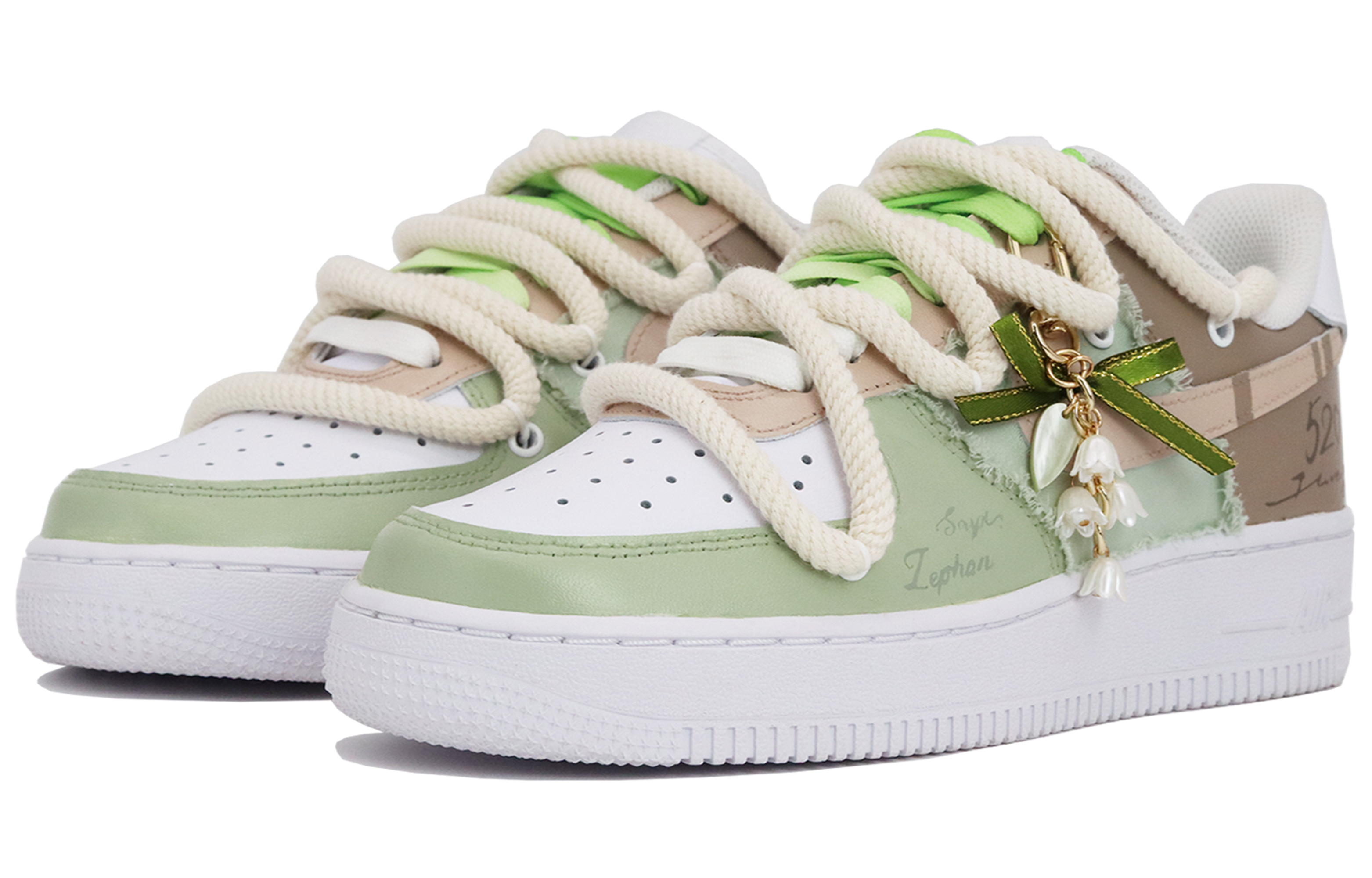 Lookbook [定制鞋] Nike Air Force 1 低帮 '薄荷绿' DH2920-111(Team52-森系少女S-BOX)