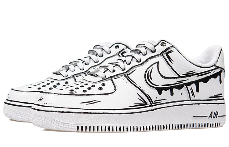 Lookbook [Zapatillas Personalizadas] Nike Air Force 1 Low 'Graffiti Futurista' CW2288-111(TeamP-男女同款二次元黑白)