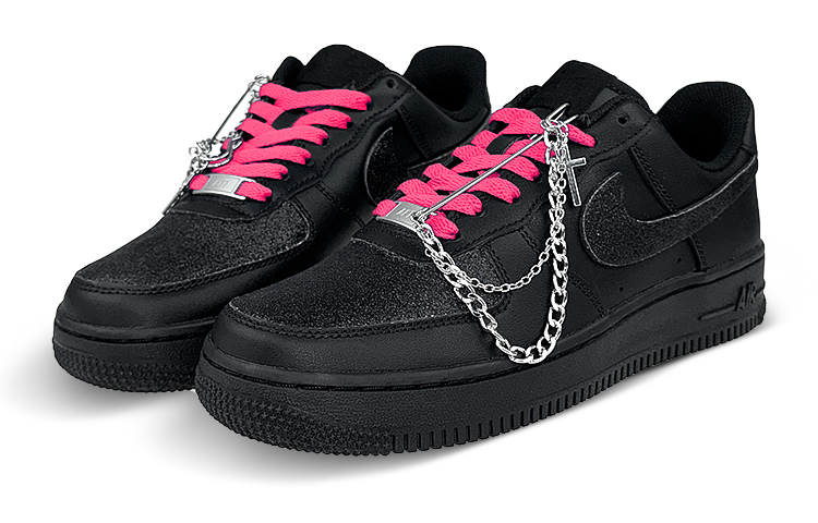 Lookbook カスタム Nike Air Force 1 Low '銀河ブラックピンク' CW2288-001(Team47-男款满天星粉SBOX)