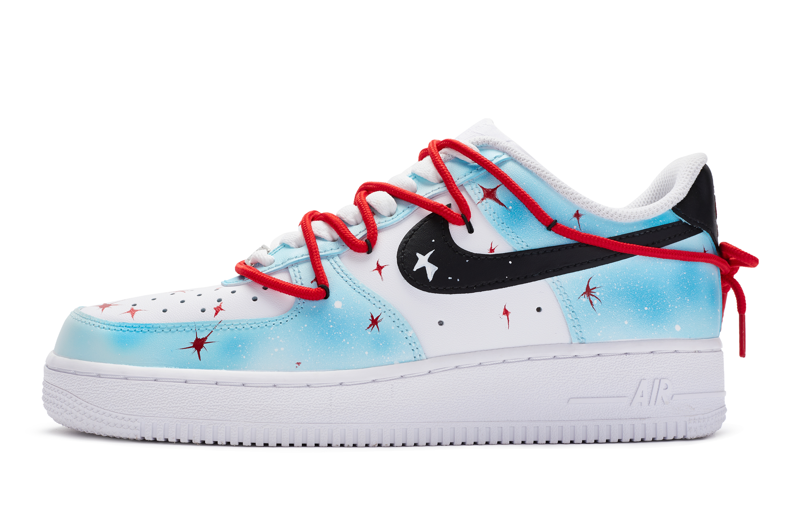 Buy [Sepatu Custom] Nike Air Force 1 Low 'Galaxy Fall Biru Putih Merah Hitam Lukis Tangan' DH2920-111(TeamR-女款星球坠落)
