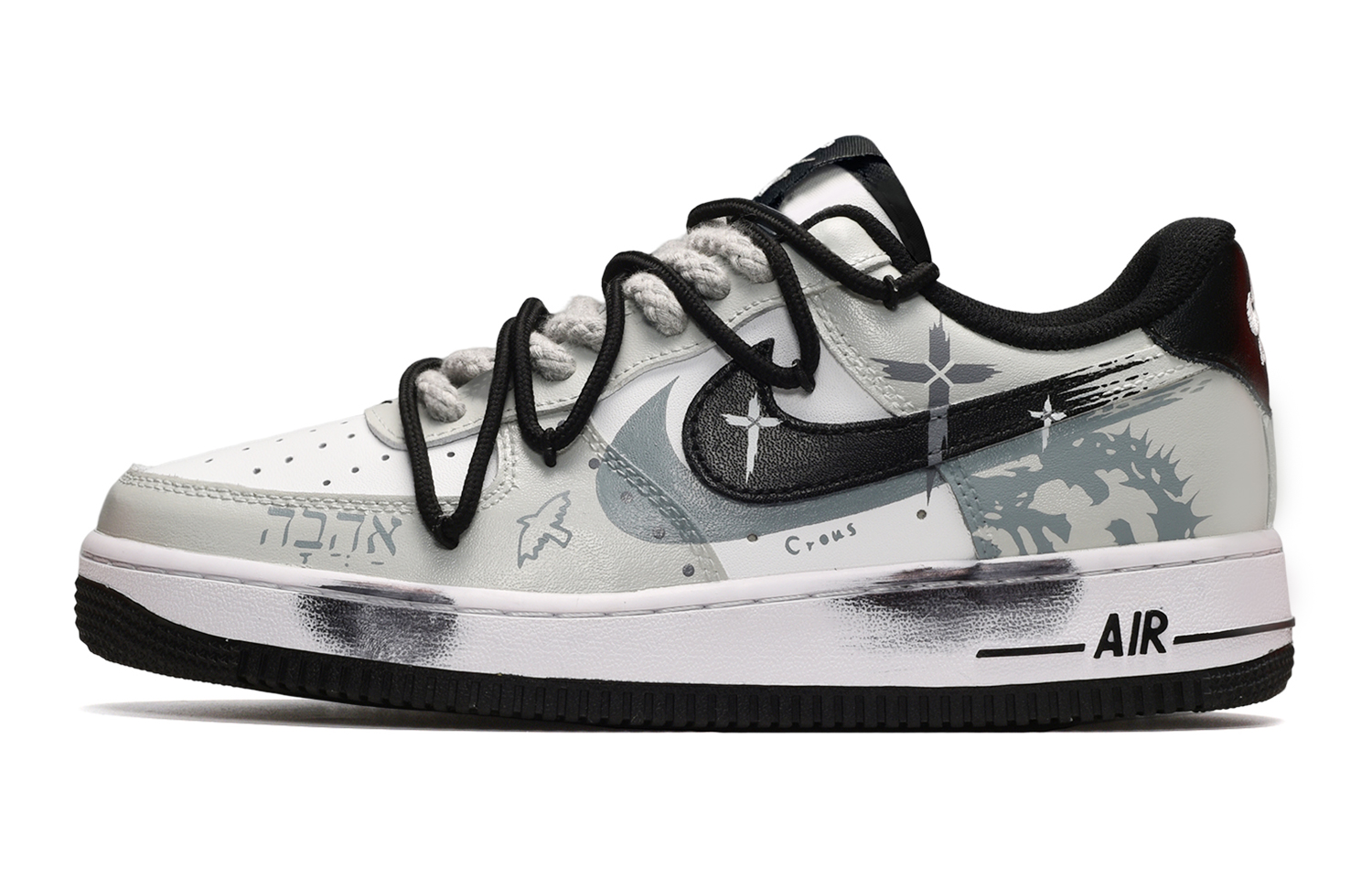 Buy 나이키 AF1 로우 '글로리 크로스 검흰회' (Nike AF1 Low 'Glory Cross Black White Grey') DV1331-100(TeamE-女款十字架黑白灰)