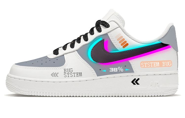[Custom Shoes] Nike Air Force 1 Low 'Glow Paint Swoosh White Grey Blue Purple'