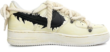 【訂製球鞋】 Nike Air Force 1 Low 哥德風 粗麻繩 暗黑 復古經典 解構 低筒 板鞋 男款 米黃 Order 【訂製球鞋】 Nike Air Force 1 Low 哥德風 粗麻繩 暗黑 復古經典 解構 低筒 板鞋 男款 米黃