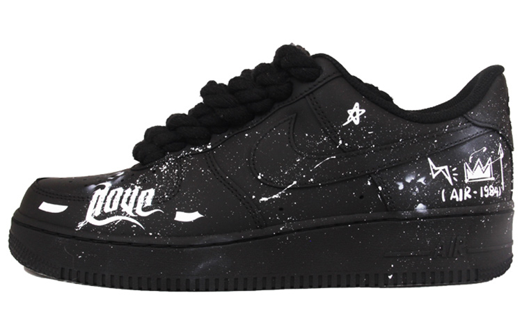 Buy [Nike Kasut Custom] Air Force 1 Low 'Grafiti Hitam-Putih' CW2288-001(TeamJ-黑武士涂鸦男款)