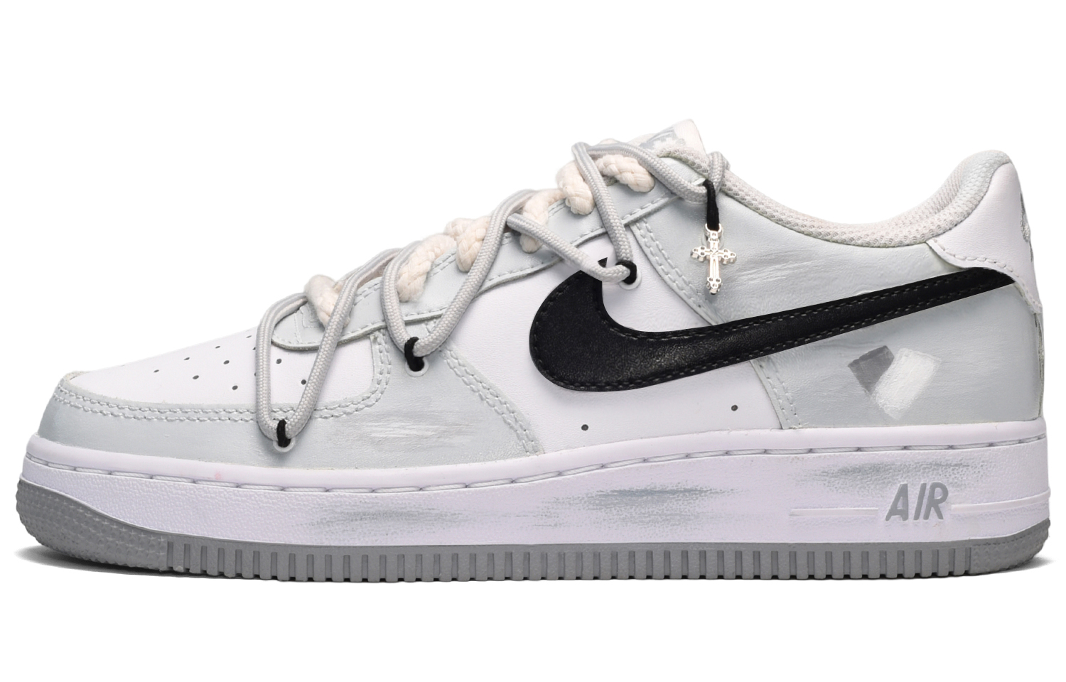 [Custom Shoes] Nike Air Force 1 Low 'Graffiti Heart and Cross Black White Grey'