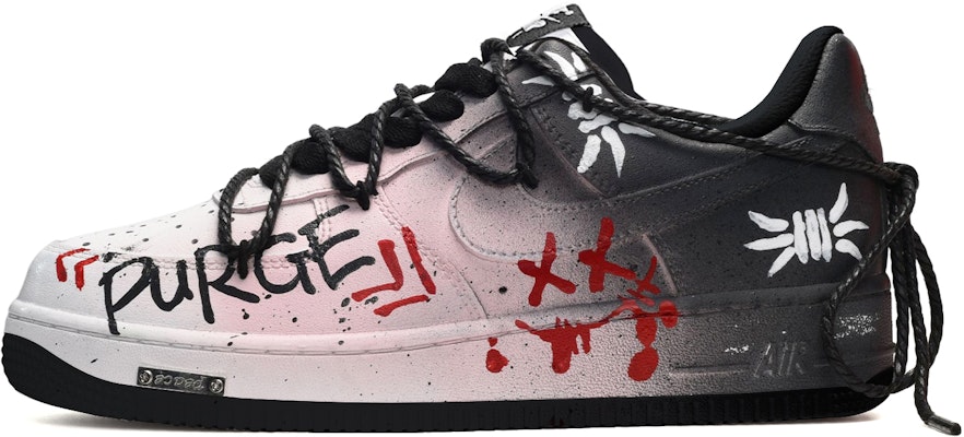 【訂製球鞋】 Nike Air Force 1 Low '07塗鴉 黑夜 防滑耐磨 低筒 板鞋 男款 黑白紅 Buy 【訂製球鞋】 Nike Air Force 1 Low '07塗鴉 黑夜 防滑耐磨 低筒 板鞋 男款 黑白紅