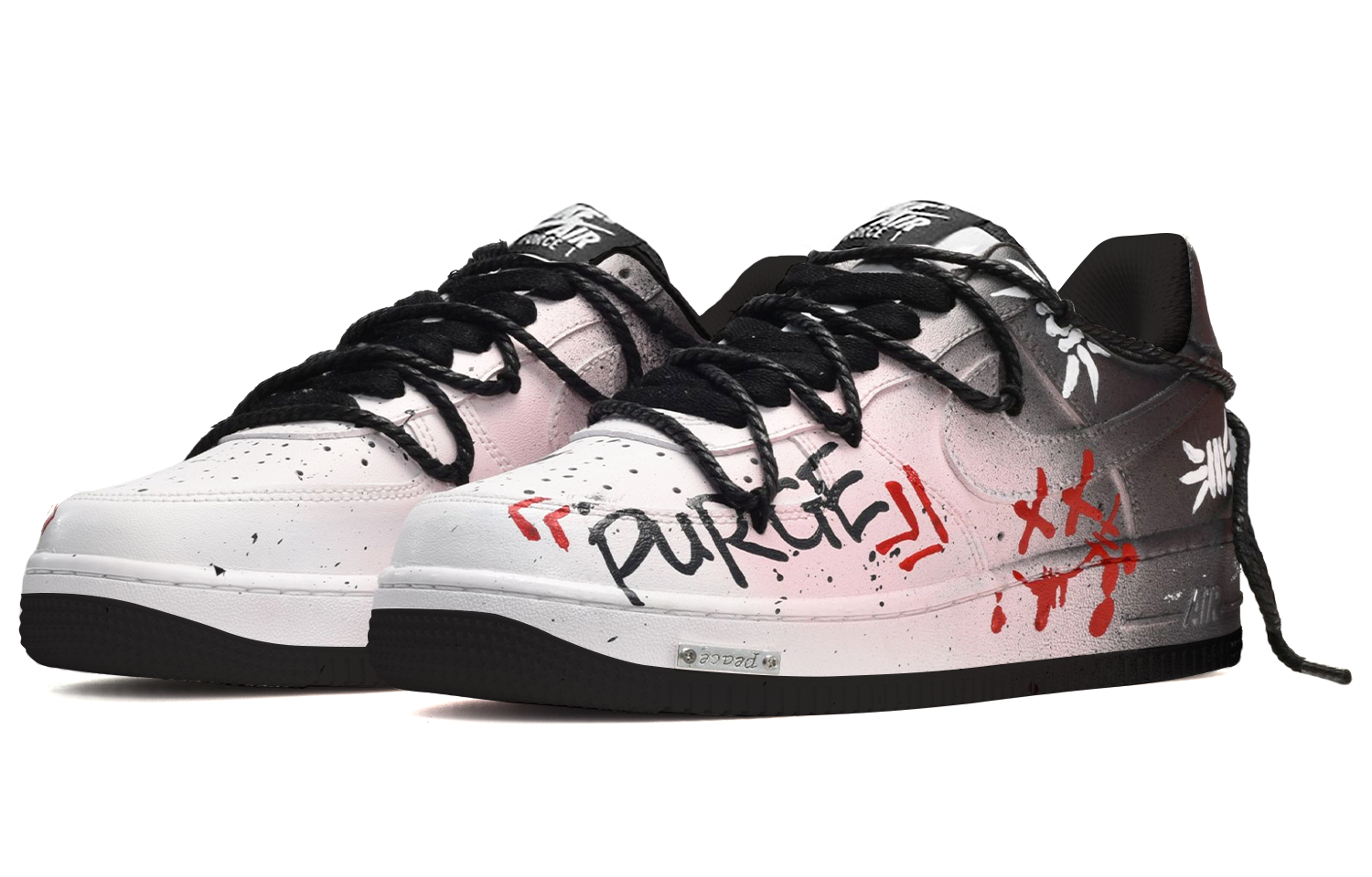 Lookbook [Sepatu Kustom] Nike Air Force 1 Low 'Graffiti Malam Hitam Putih Merah' DR9867-102(TeamE-男款夜幕黑白红)