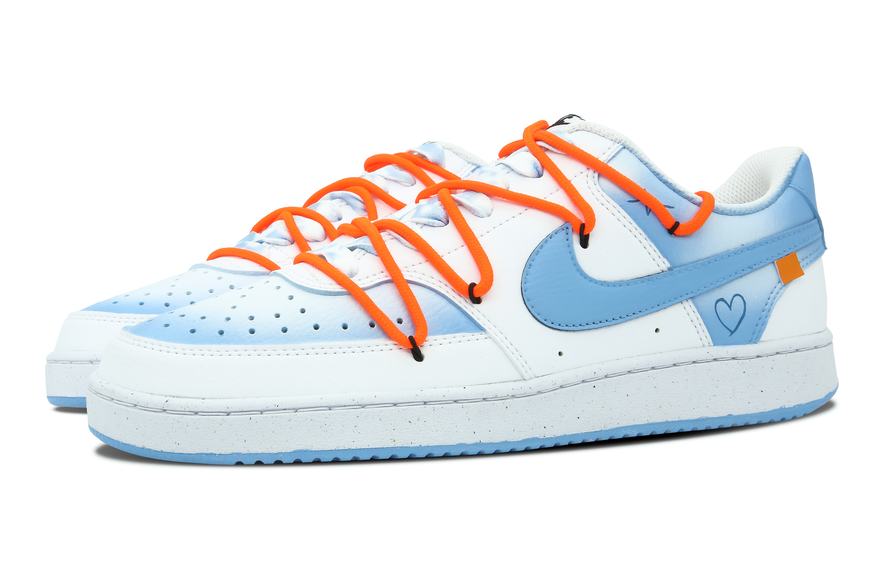 Lookbook [Kasut Custom] Nike Air Force 1 Rendah 'Graffiti Biru Langit' DH2987-101(Team7-澄空清云男款)