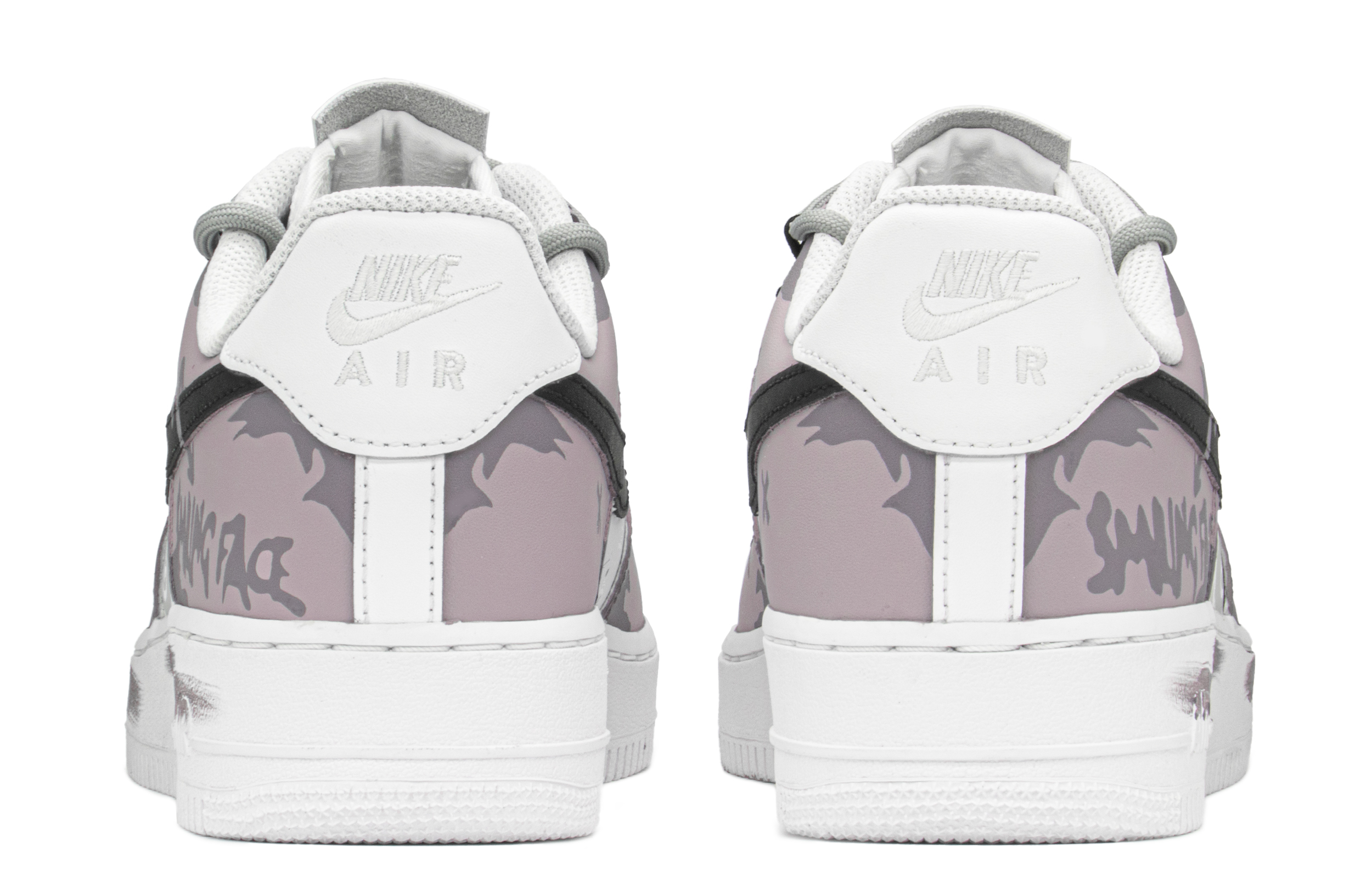 Shop 【定制球鞋】 Nike Air Force 1 Low FZBB 塗鴉笑臉 做舊vibe風 低幫 板鞋 男款 紫黑白