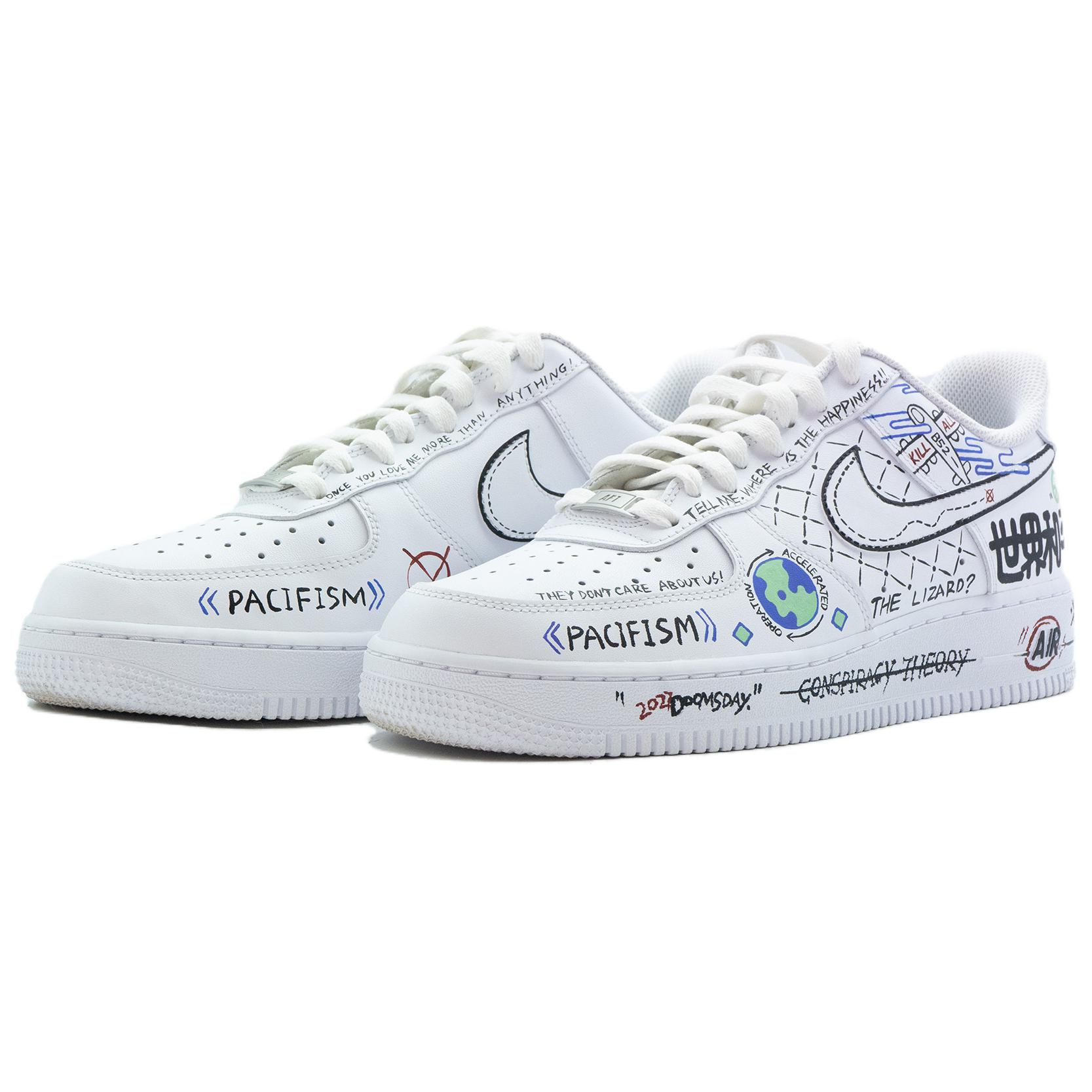 Shop [Zapatillas Personalizadas] Nike Air Force 1 Low 'Graffiti World Peace'. CW2288-111(Team197-005)