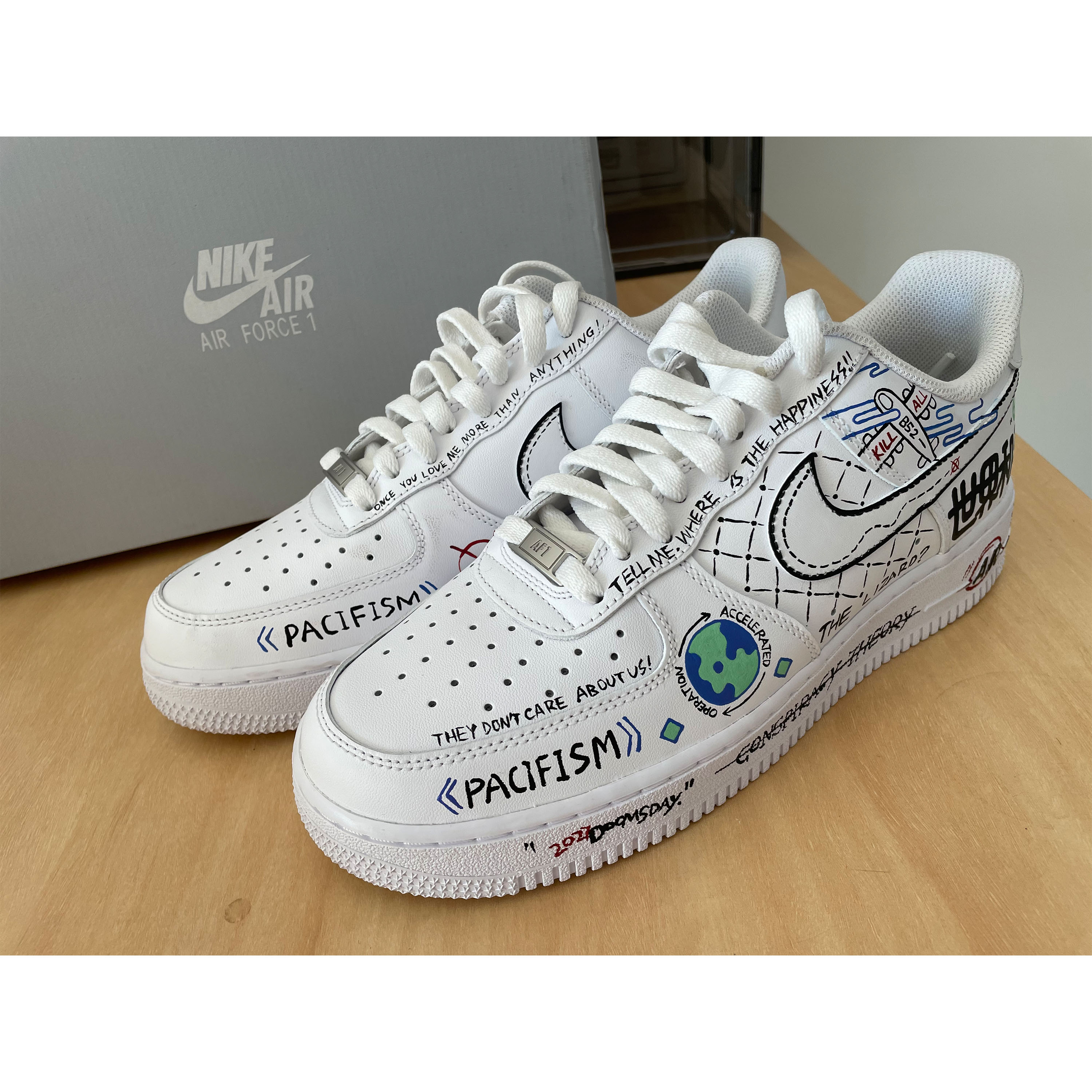 Sizing [Zapatillas Personalizadas] Nike Air Force 1 Low 'Graffiti World Peace'. CW2288-111(Team197-005)